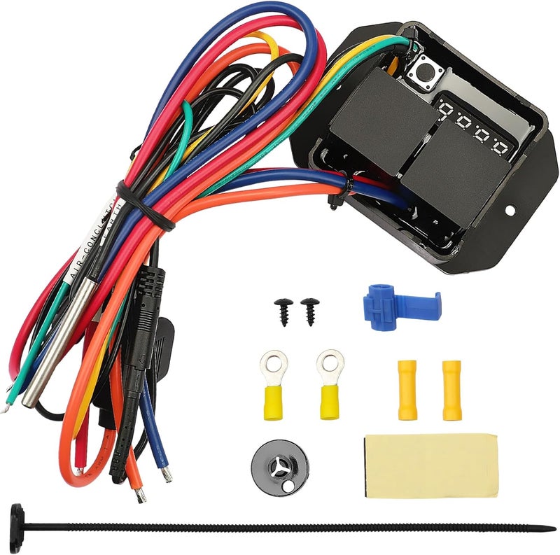 ATVMaster وحدة تحكم مروحة المبرد الرقمية 12V و 24V، نطاق درجة حرارة قابل للتعديل، وحدة تحكم مزدوجة للمروحة الكهربائية، مجموعة مفتاح مروحة حرارية استبدال # 0444 - Image 1